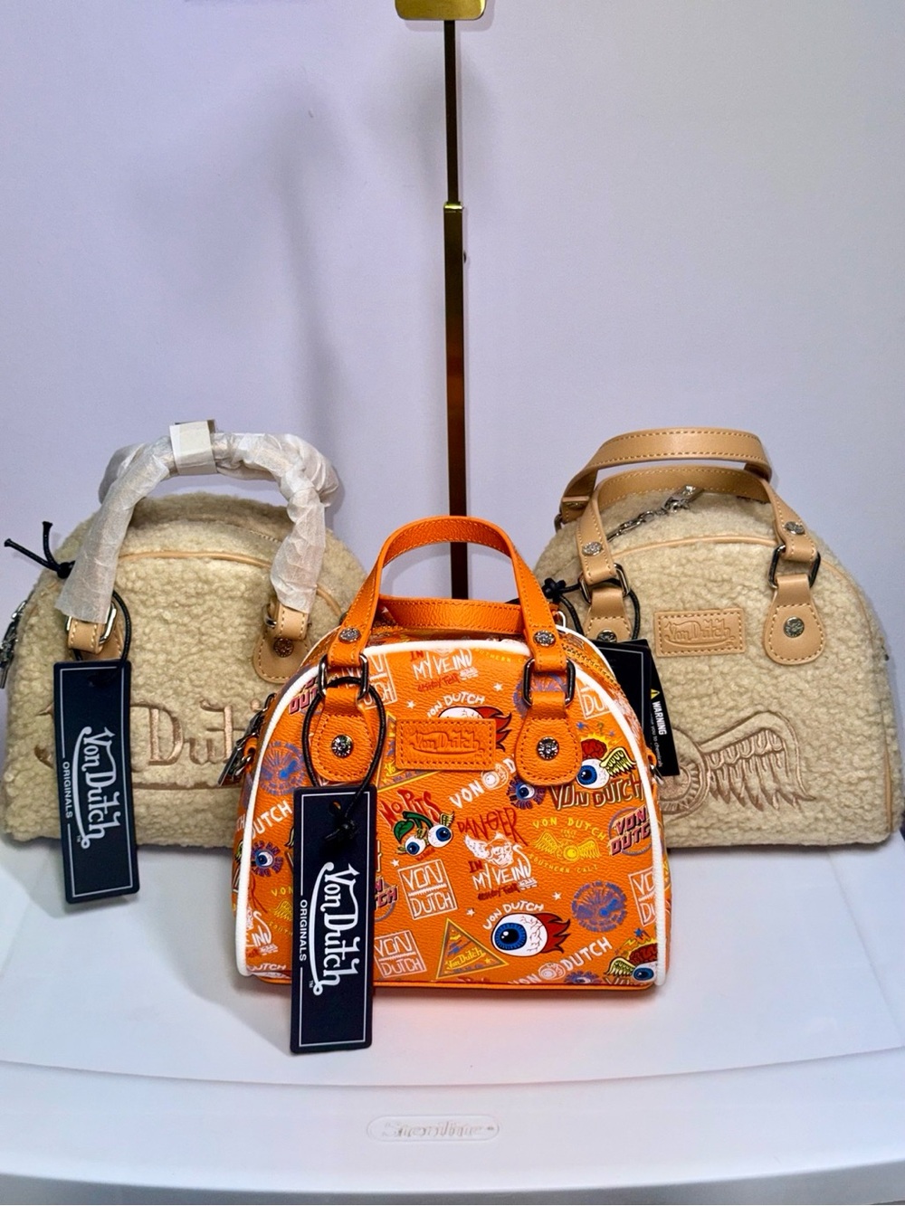 Von Dutch Orange Graphic Mini Satchel